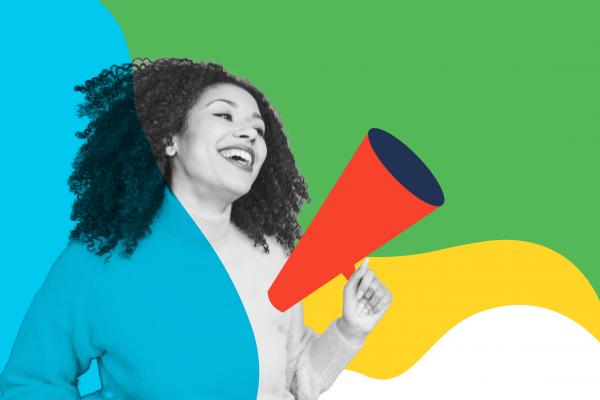 Woman with megaphone