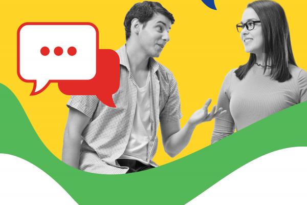 Man and woman talking